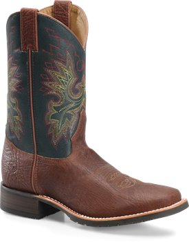 Brown Teal Double H Boot 11 Wide Square Toe Roper